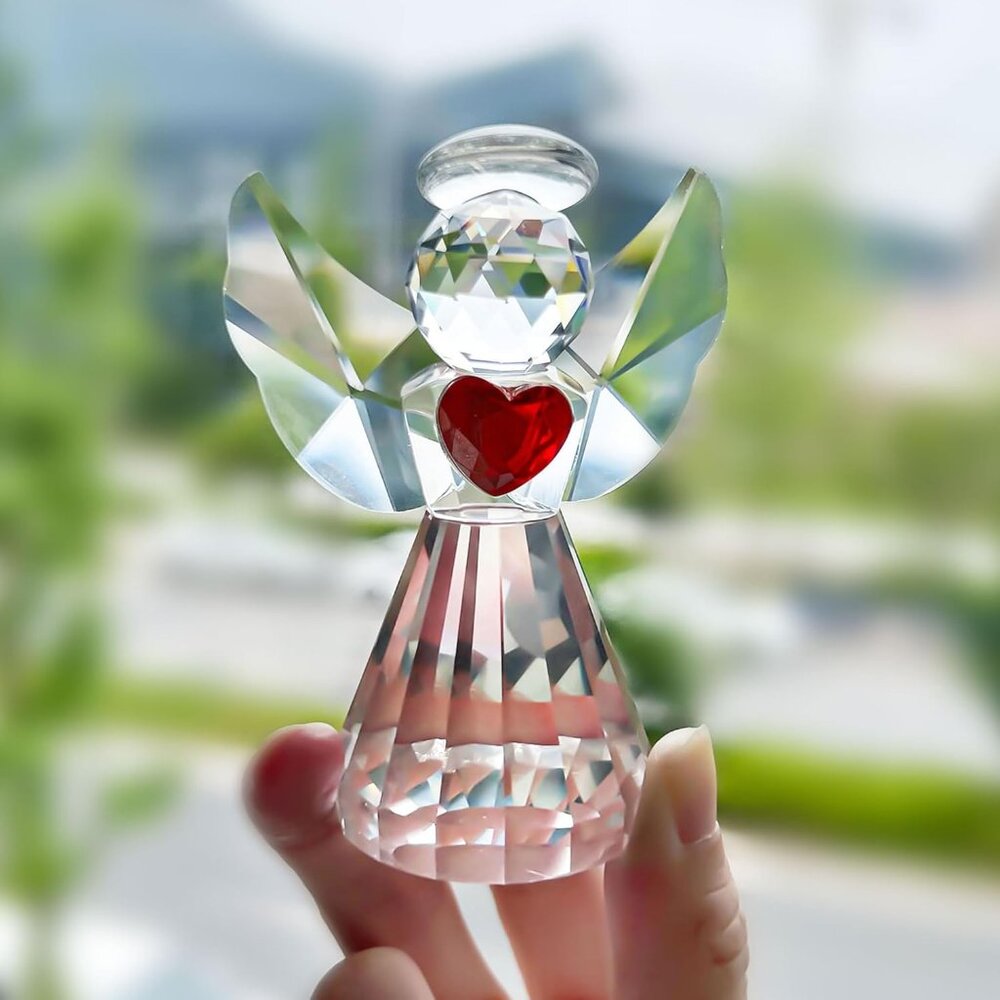 Crystal Guardian Angel Figurine Art Glass Angel Statues Gifts for Women
